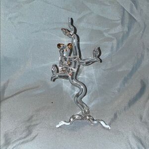 BX48 Elegant Glass Koala Figurine on a Branch with Gold Accents